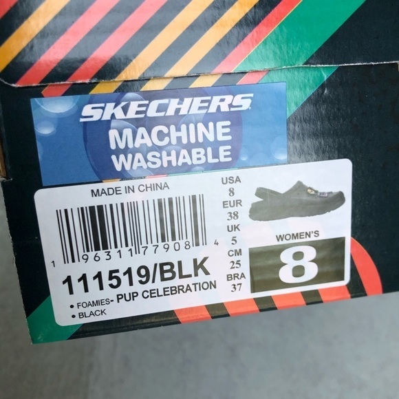 Skechers Womens Foamies Clog Pup Celebration Black Size 8 - Picture 2 of 13